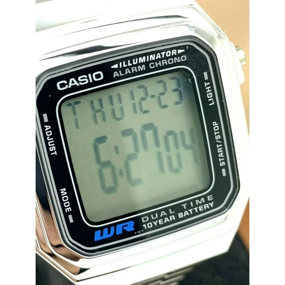 Casio Men's Watch A178WA-1A Silver Stainless Steel 34mm Digital Quartz 3234